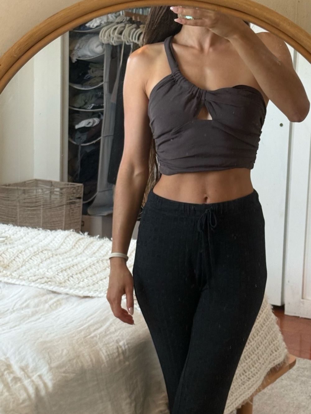 Zara One-Shoulder Twist Crop Top
